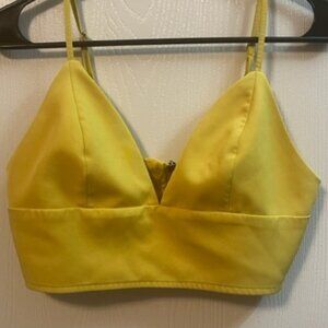 Missguided Petite Triangle Crop Top Zip-up Back With Adjustable Straps Size 6